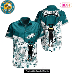 BEST Philadelphia Eagles NFL Hawaiian Shirt Black Cat Graphic 3D Printed Hawaii Shirt Short Fan Ever Hot Trend 2023