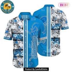 HOT TREND Detroit Lions NFL Graphic Tropical Pattern Hawaiian Shirt 3D Printed Beach Shirt Summer Gift For Fans