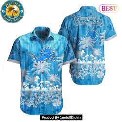 HOT TREND Detroit Lions NFL Hawaii Graphic Tropical Pattern Style Summer Hawaiian Shirt 1
