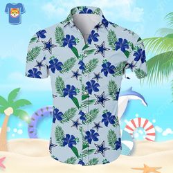 dallas cowboys hawaiian shirt tropical flower pattern beach gift for him