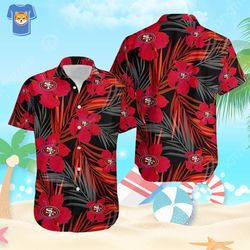 Nfl San Francisco 49ers Hawaiian Shirt Hibiscus Flower Pattern Beach Gift