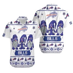 Christmas Gnomes Buffalo Bills Hawaiian Shirt Gift For Football Fans, NFL Hawaiian Shirt
