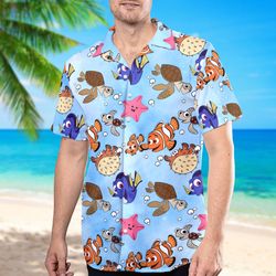 Fish And Turtle Hawaii Beach Shirt, Starfish Button Up Shirt Holiday, 68