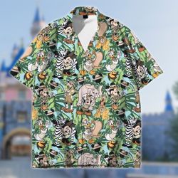 Mouse And Zebra Safari Aloha Shirt, Tropical Palm Safari 3D All Over Printed Hawaiian Shirt, 105