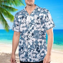 Mouse Tropical Summer Shirt, Mouse Button Up Shirt Holiday, 118