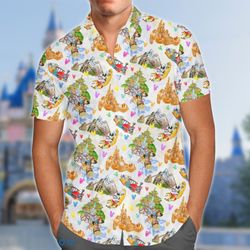 Watercolor Magical Waterfall Aloha Shirt, Joyful Castle 3D All Over Printed Tropical Shirt, 196