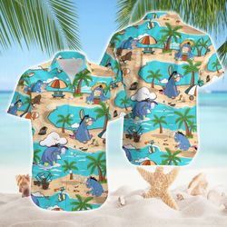 Pooh Tropical Shirt, Eeyore Shirt, Summer Tropical Shirt