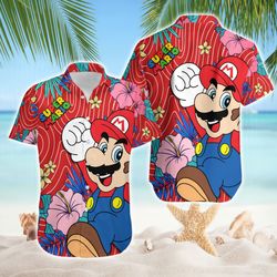 Super Mario Tropical Shirt, Mario Summer Tropical Shirt, Sum