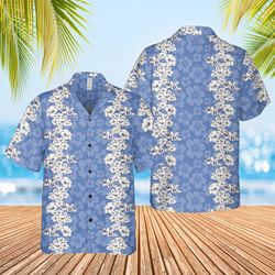 Blue Hibiscus Summer Shirt, Tropical Summer Shirt, Summe