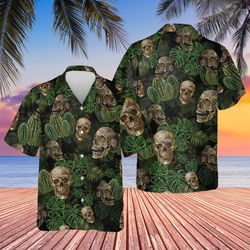 Cactus Men Summer Shirt, Skull Summer Shirt, Cool Skull