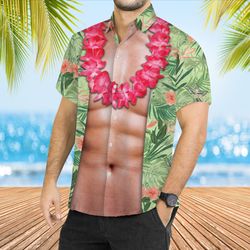 Funny Abs Aloha Tropical Flowers Summer Shirt, Summer Men