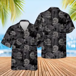 Gothic Skull Summer Shirt, Goth Men Shirt, Skull Hawiiian