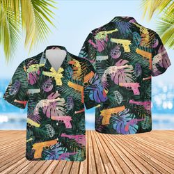 Gun Tropical Summer Shirt, Gun Lover, Gun Shirt For Men, G