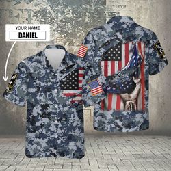 Navy Army Men Summer Shirt, US Navy Army American Flag Shi