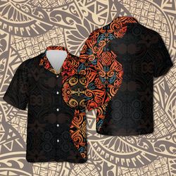 Polynesian Pattern Summer Shirt, Men Summer Shirt, Islan