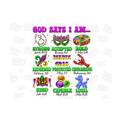 God Says I Am  PNG, Happy Mardi Gras PNG, Mardi Gras Cake Png, Fleur De Lis Png, Mardi Gras Carnival Png, Friends Vacati