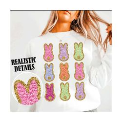 Chenille Peeps PNG Easter Day PNG Easter Bunny Shirt Design Faux Chenille Png Pink Easter Peeps Sublimation, Trendy East