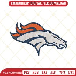 Denver Broncos Logo Embroidery Files, NFL Football Team Machine Embroidery Designs