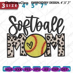 Mother's Day Embroidery Design, Personalized Softball Heart Embroidery Design, 134