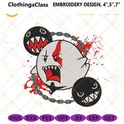 Boo Kratos Embroidery Designs, Super Mario Bros 2023 Boo Cha