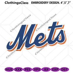 New York Mets Wordmark Logo Machine Embroidery, New York Mets Embroidery Design