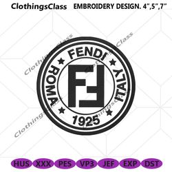 Fendi Roma Italy 1925 Logo Embroidery Design Download