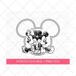 Sketch Mouse Couple Svg, Miss Mouse and Friend Svg, Mouse Love Svg