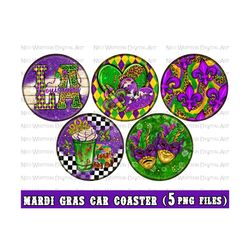Mardi Gras car coaster png bundle sublimation design download, Mardi Gras png, western car coaster png, sublimate design