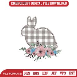 Floral Easter Rabbit Embroidery Design, 3 sizes, 58