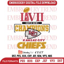 LVII Super Bowl Champions 2023 Embroidery, Kansas City Chief