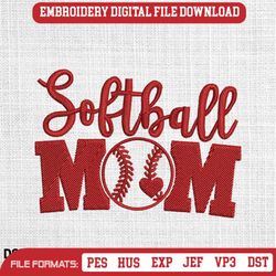 Softball mom embroidery designs, Softball mom embroidery pat, 160