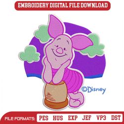Cute Piglet Drum Embroidery Designs File, Winnie The Pooh