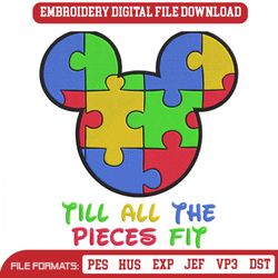 Mickey Till All The Pieces Fit Embroidery Designs File