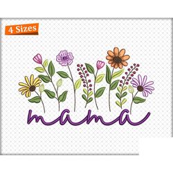 Floral Mama Embroidery Design, Mama Flower Machine Embroidery, 7