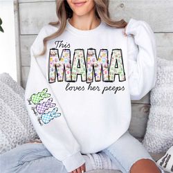 This MAMA Loves Her Peeps PNG, Mama Png, Easter Png, Retro Easter PNG, Easter Bunny Png, Sleeve Design