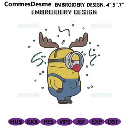 Season Minion Reindeer Embroidery Design File, Christmas Season Minion Embroidery Design File