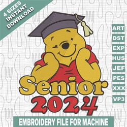 Bear Senior 2024 Embroidery Designs, Graduation Senior 2024 Embroidery Designs, 11