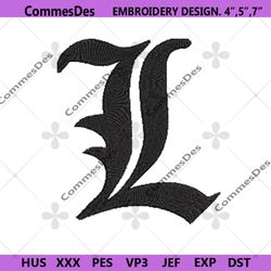 L Logo Name Anime Death Note Embroidery Design Download File