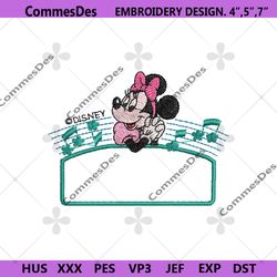 Minnie Mouse Music Note Embroidery Design