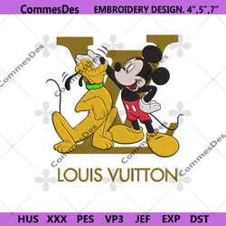 Mickey Take Care Pluto Louis Vuitton Logo Embroidery Design