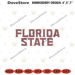 Florida State Wordmark Logo Machine Embroidery, Florida State Logo NCAA Embroidery