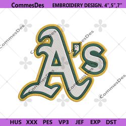 Oakland Athletics A Letter Logo Machine Embroidery Download, Athletics Symbol Logo Embroidery