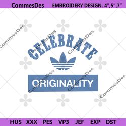 Adidas Celebrate Originality Logo Blue Leaf Box Embroidery Digital File.