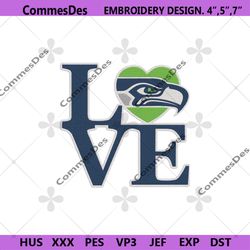 Seattle Seahawks Loves Football Logo Embroidery, Seattle Seahawks Design File