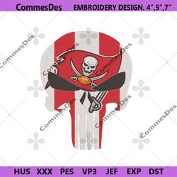 Skull Tampa Bay Buccaneers Football Logo Embroidery Design, NFL Team Logo Machine Embroidery Files