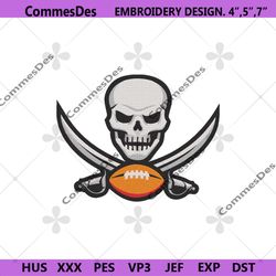Tampa Bay Buccaneers Skull Logo Embroidery, Tampa Bay Buccaneers Machine Embroidery