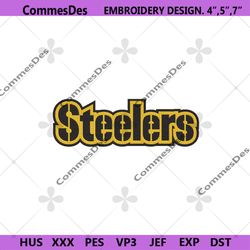 NFL Steelers Wordmark Logo Machine Embroidery, Pittsburgh Steelers Logo NFL Embroidery
