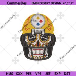Pittsburgh Steelers Skull Embroidery Files, NFL Embroidery Files, Pittsburgh Steelers Skull Helmet File