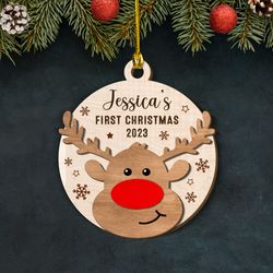Personalized Baby First Layered Wood Ornament Quote First Christmas