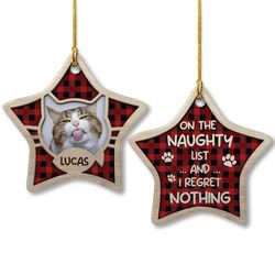 Personalized Ceramic Ornament Cat Ornament On The Naughty List